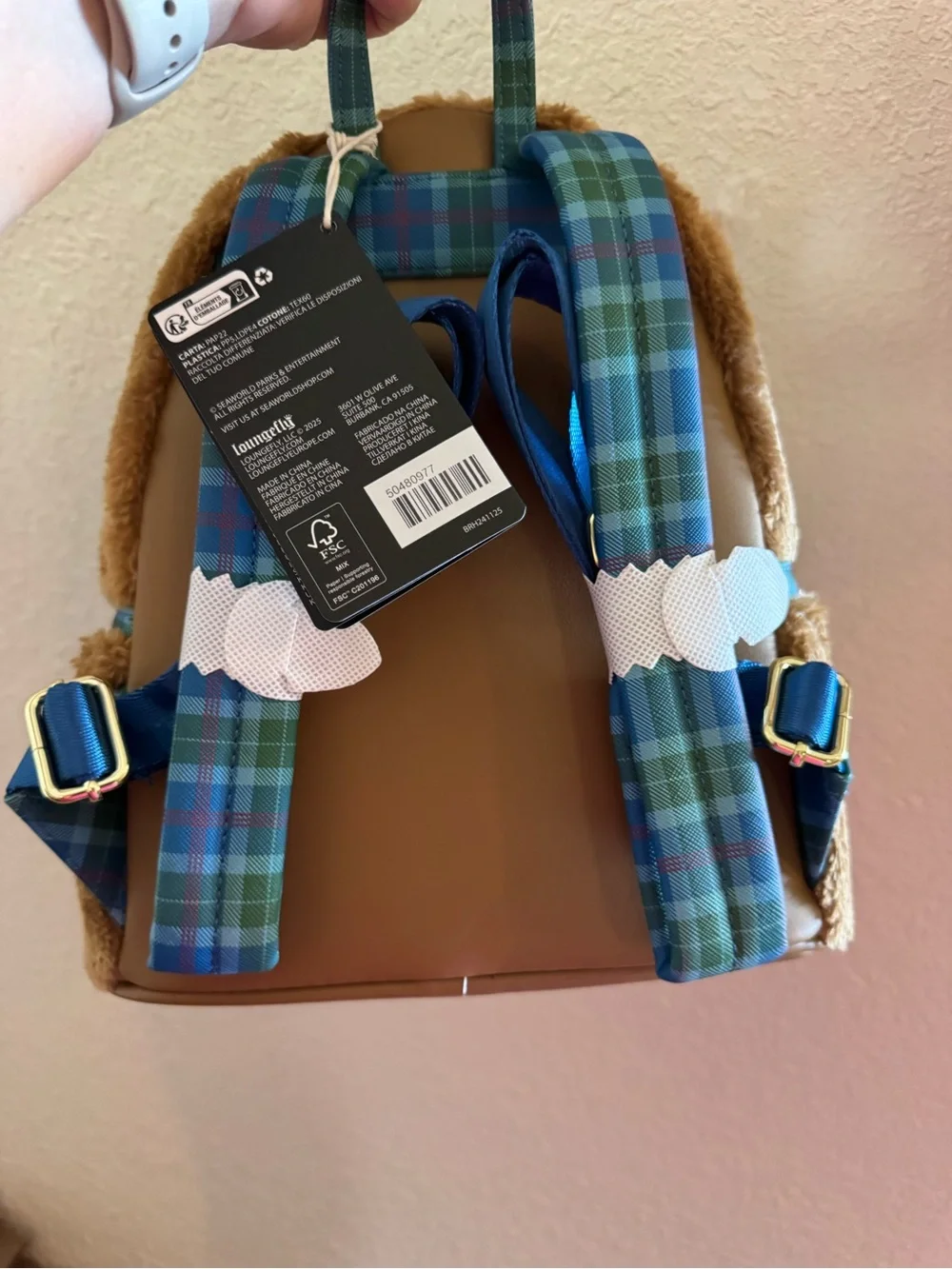 Loungefly Plush Highland Cattle Backpack - Brown with Pink Horns